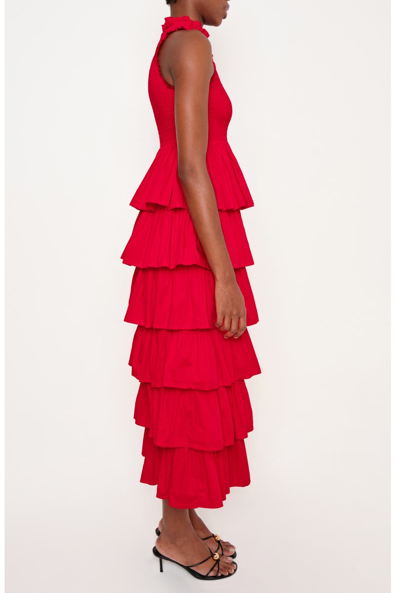 The Reign Smocked Tiered Ruffle Maxi Dress, Alternate, color, RED 09