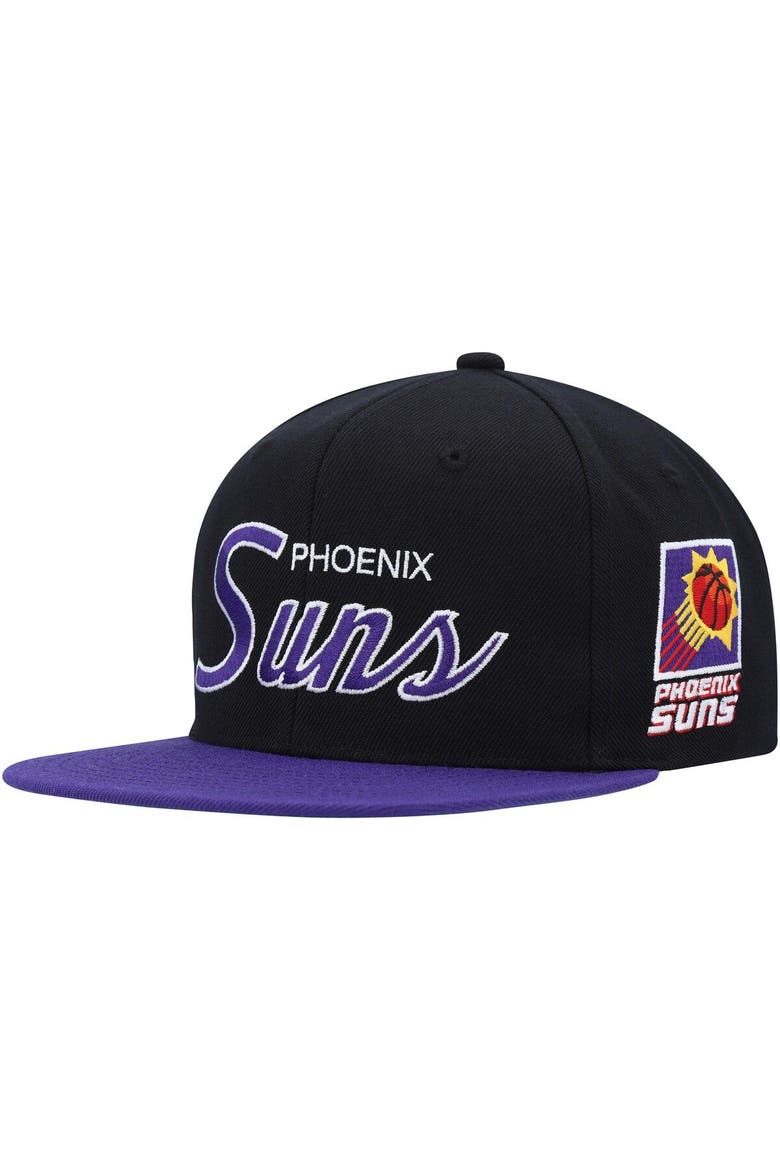 Men's Mitchell & Ness Black Phoenix Suns Hardwood Classics MVP Team Script 2.0 Snapback Hat, Main, color, Black