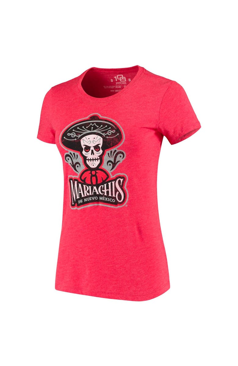 108 STITCHES Women's Red Mariachis de Nuevo México Copa de la Diversion Script Tri-Blend Scoop Neck T-Shirt, Alternate, color, Red