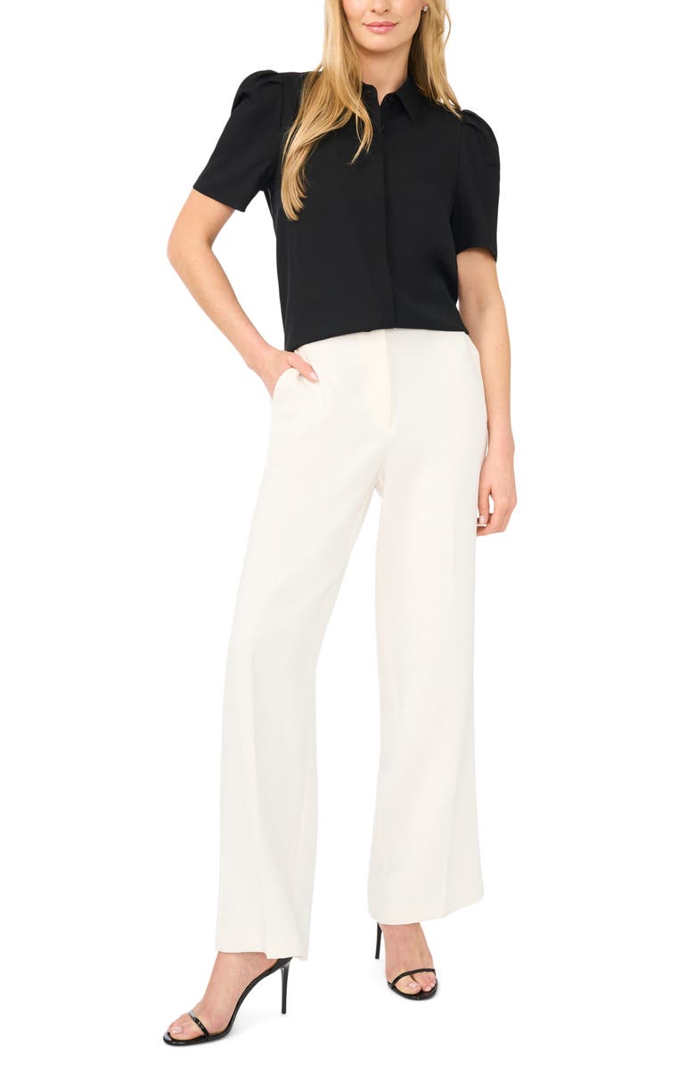 Halogen<sup>®</sup> Puff Sleeve Button-Up Top, Alternate, color, Rich Black