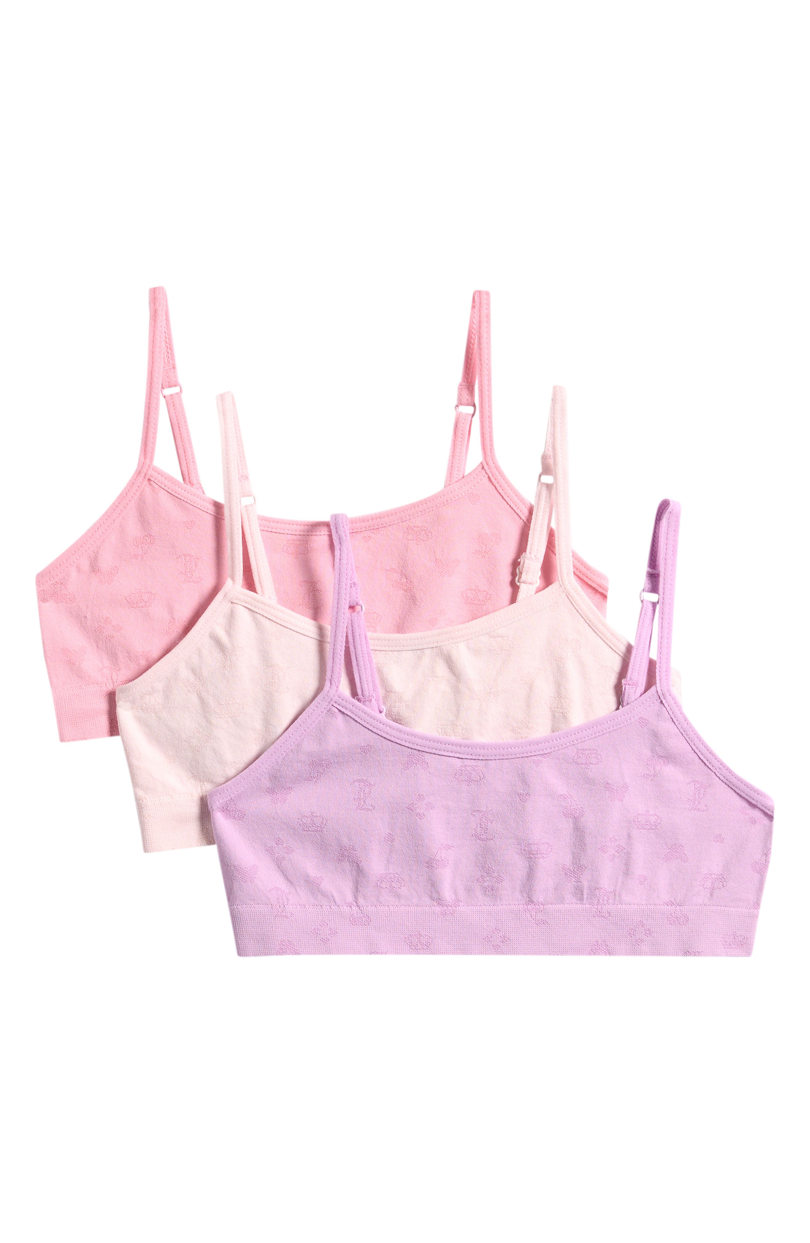 Juicy Couture Kids' Assorted 3-Pack Unpadded Jacquard Bralettes