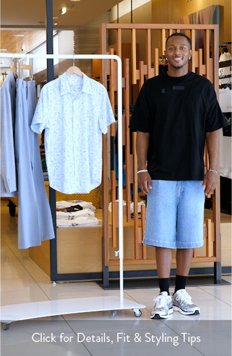 Tech Slim Fit Tropical Tiger Print Short Sleeve Performance Button-Up Shirt, sales video thumbnail