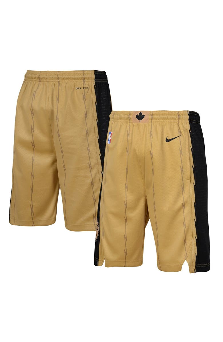 Nike Youth Nike Gold Toronto Raptors 2023/24 City Edition Swingman Performance Shorts, Alternate, color, 