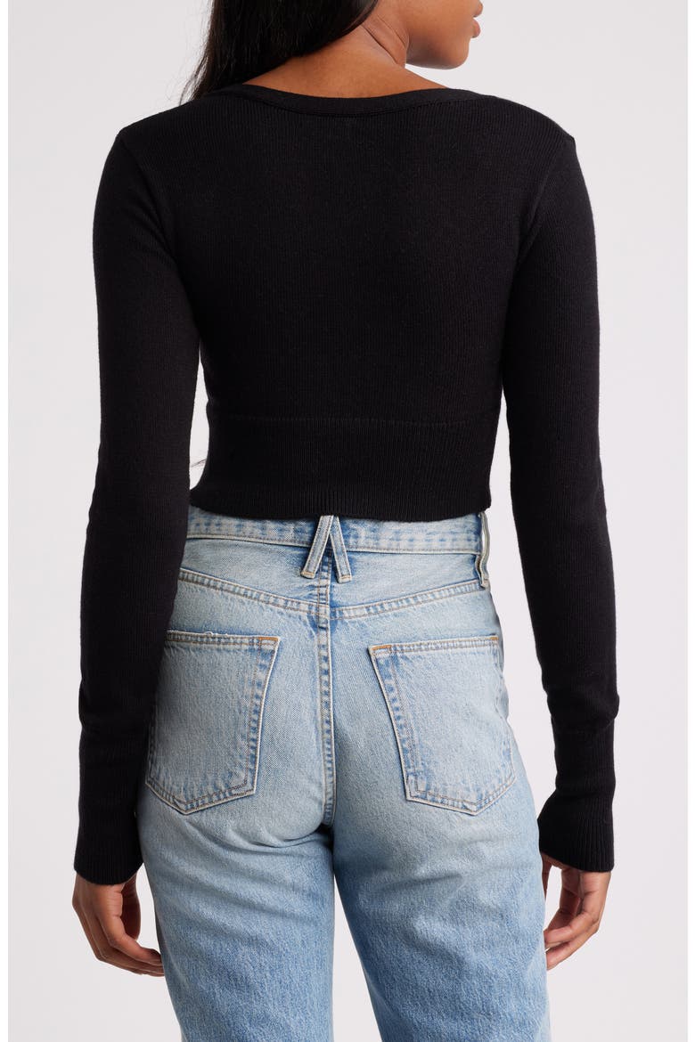 Tie Front Crop Cardigan, Alternate, color, BLACK