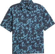 Theory Weekend Short Sleeve Seersucker Button-Up Shirt