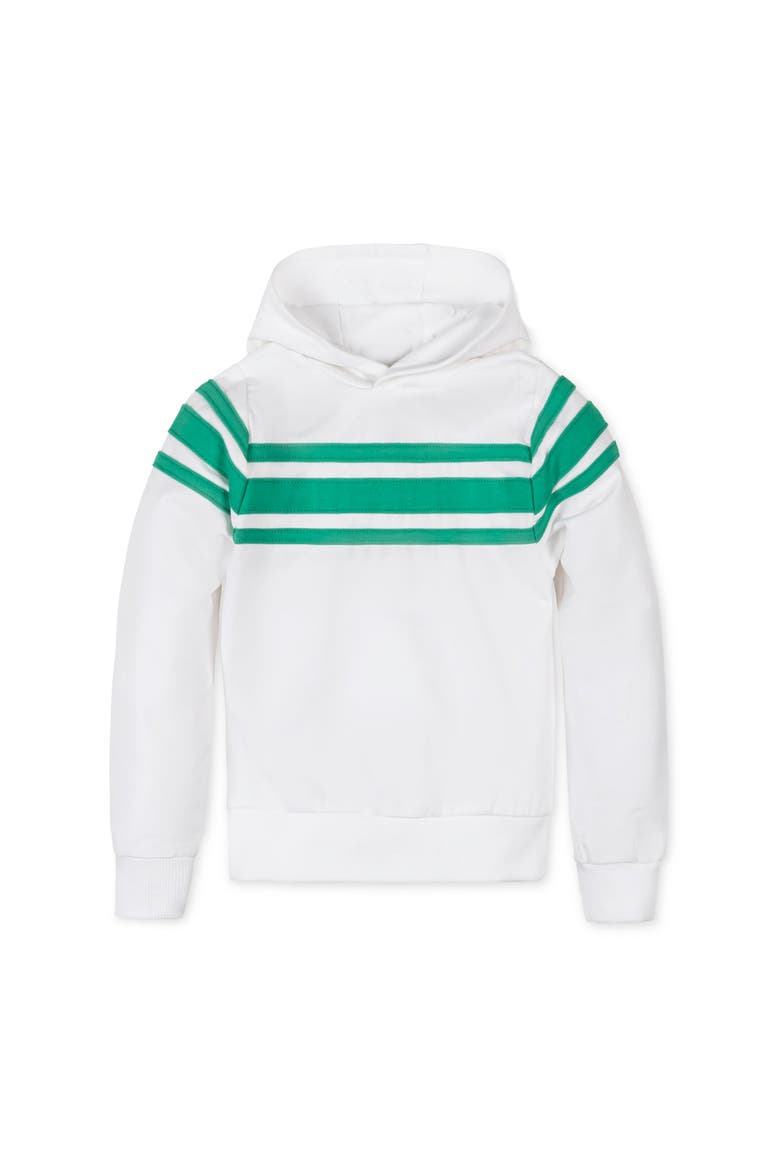 Kids' Organic French Terry Hoodie, Main, color, White with Green