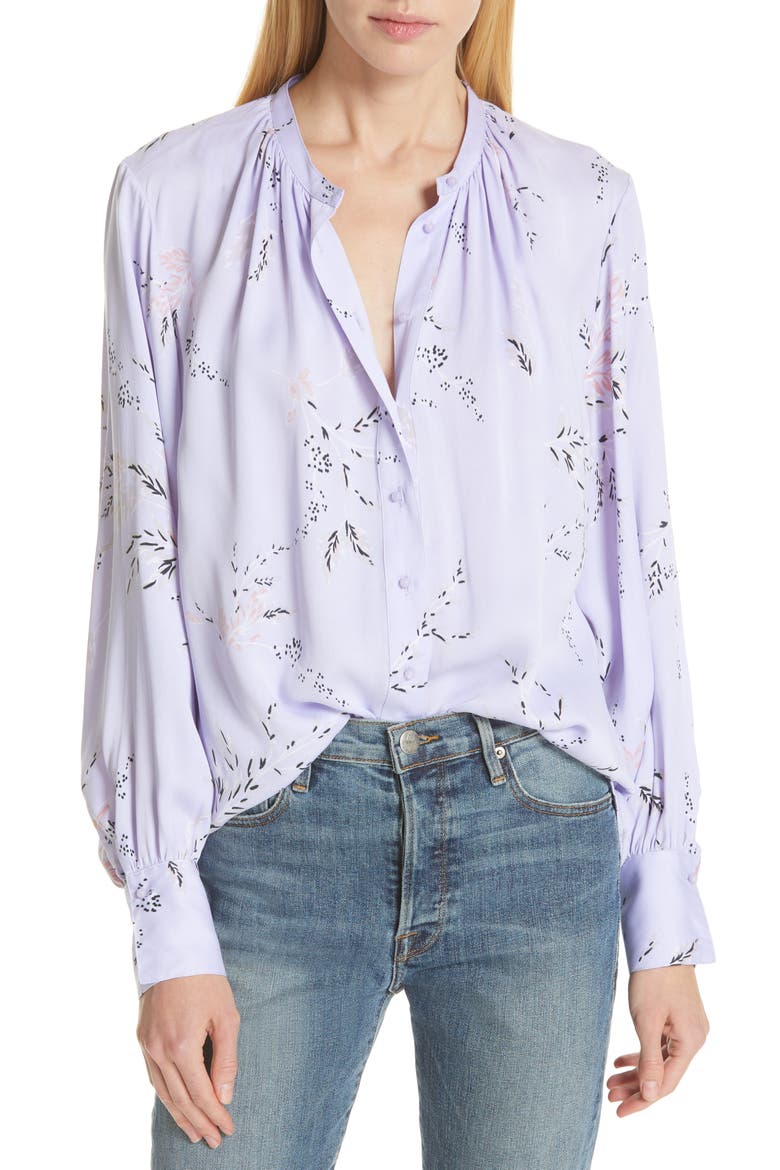 Causette Silk Blend Shirt, Main, color, LAVENDER MULTI