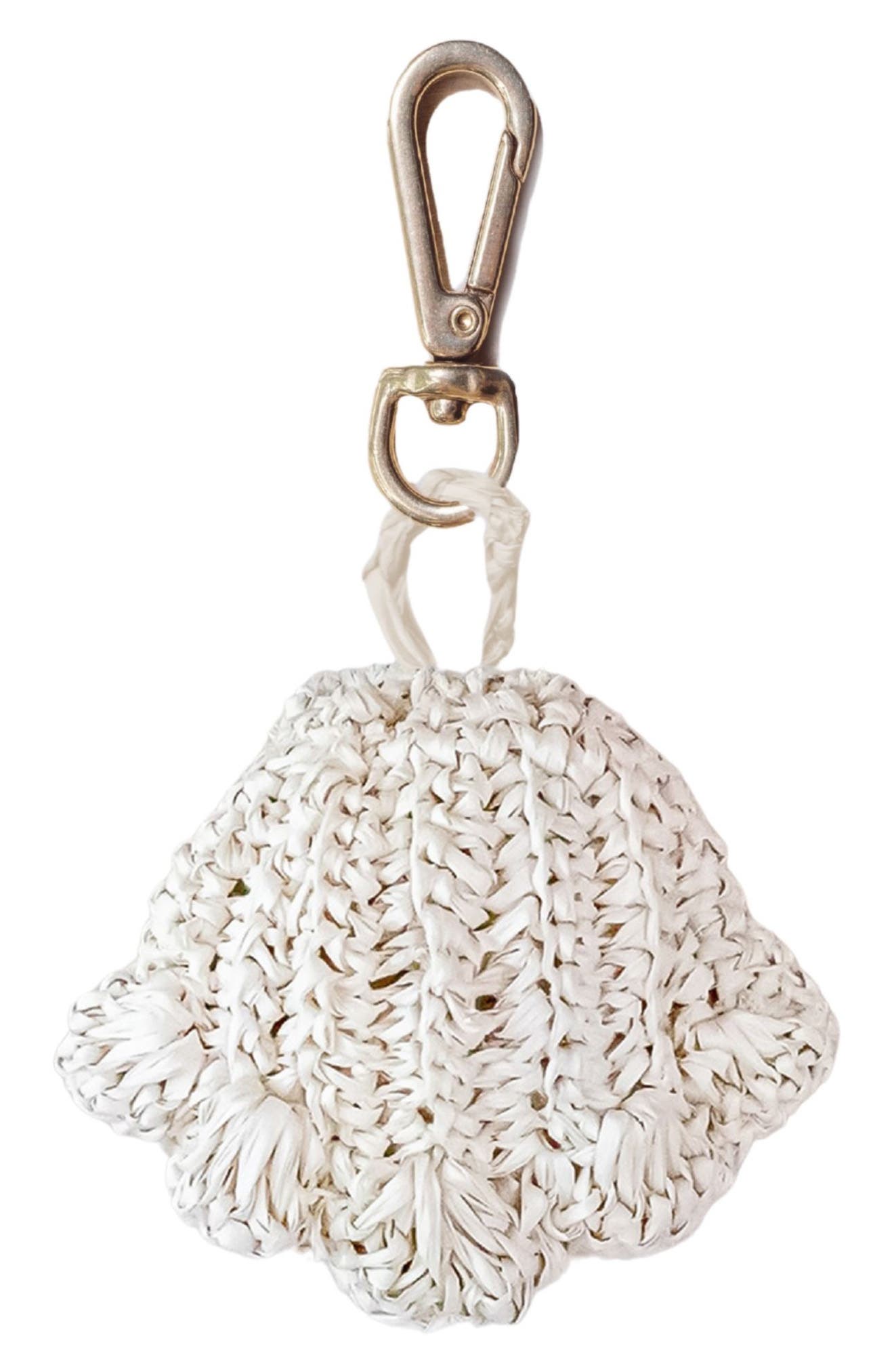 LIKHA Seashell Raffia Bag Charm, Main, color, White