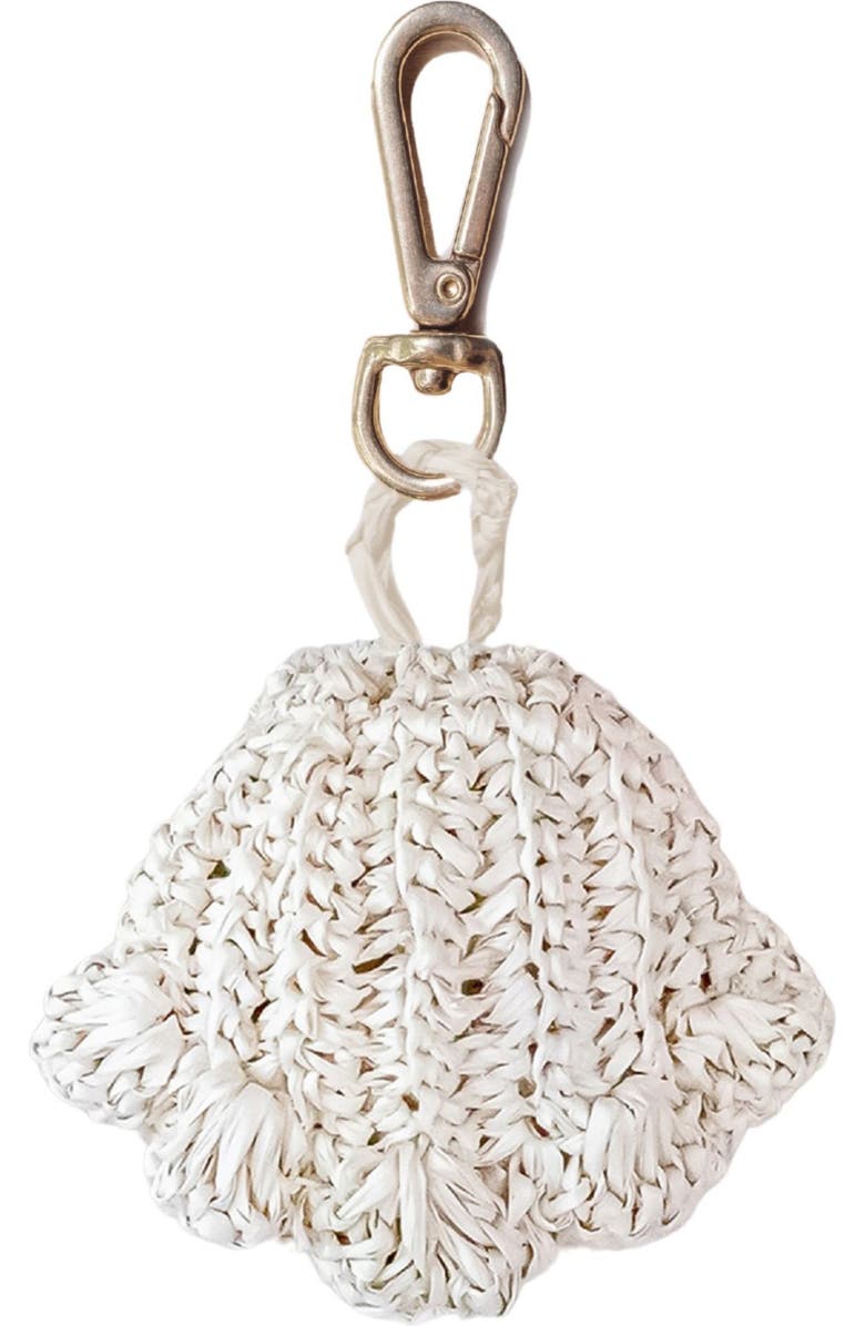 LIKHA Seashell Raffia Bag Charm, Main, color, White