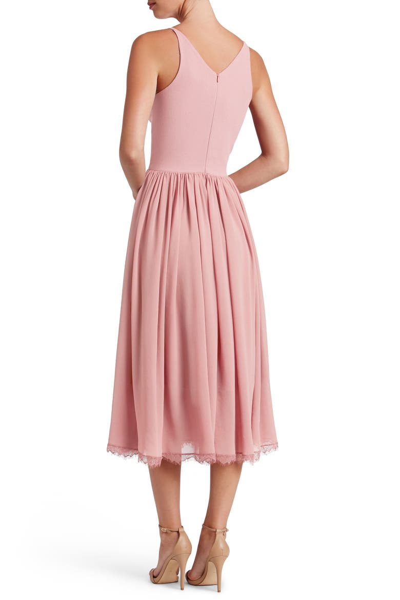 Alicia Mixed Media Midi Dress, Alternate, color, BLUSH