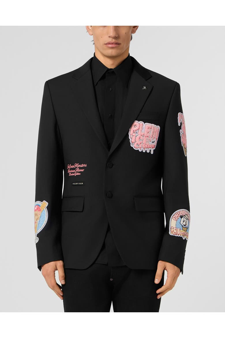 Gigolo Fit Blazer Ice Cream Patches Men, Main, color, black