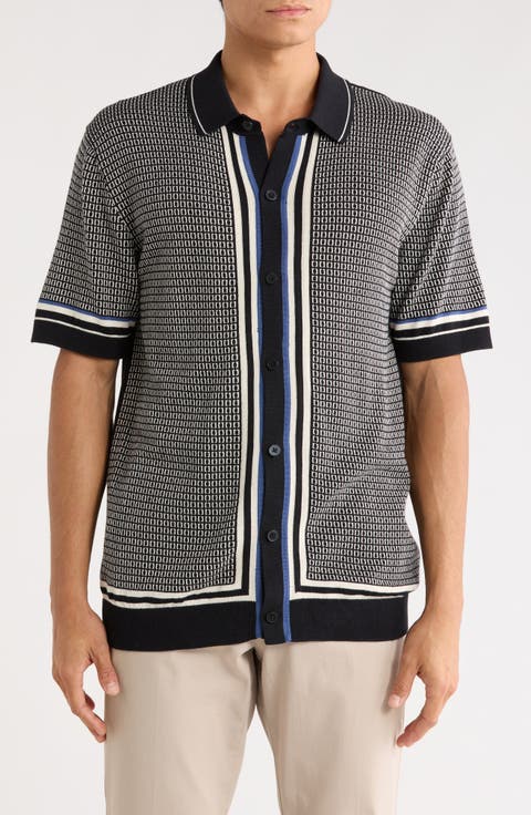 Tipped Short Sleeve Button-Up Shirt
