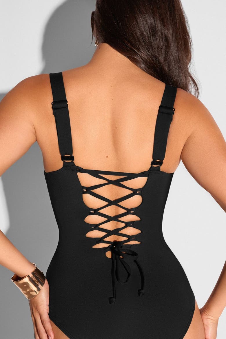 Mega Sculpting Underwire B/C Cup One Peice Swimsuit, Alternate, color, Contour Black