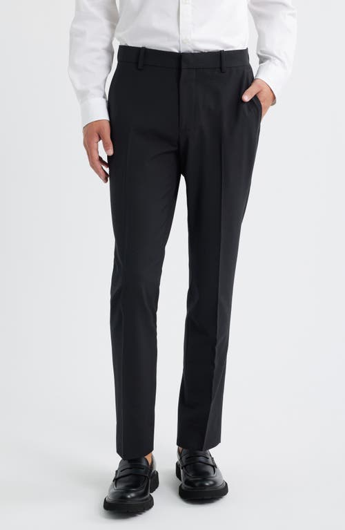 Open Edit Slim Fit Solid Flat Front Stretch Suit Pants In Black