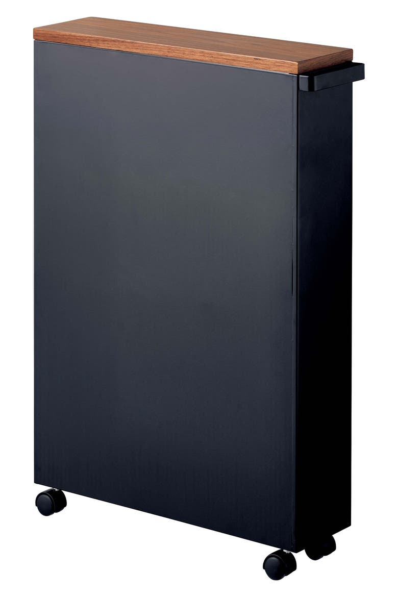 Tower Slim Rolling Bathroom Cabinet, Alternate, color, BLACK