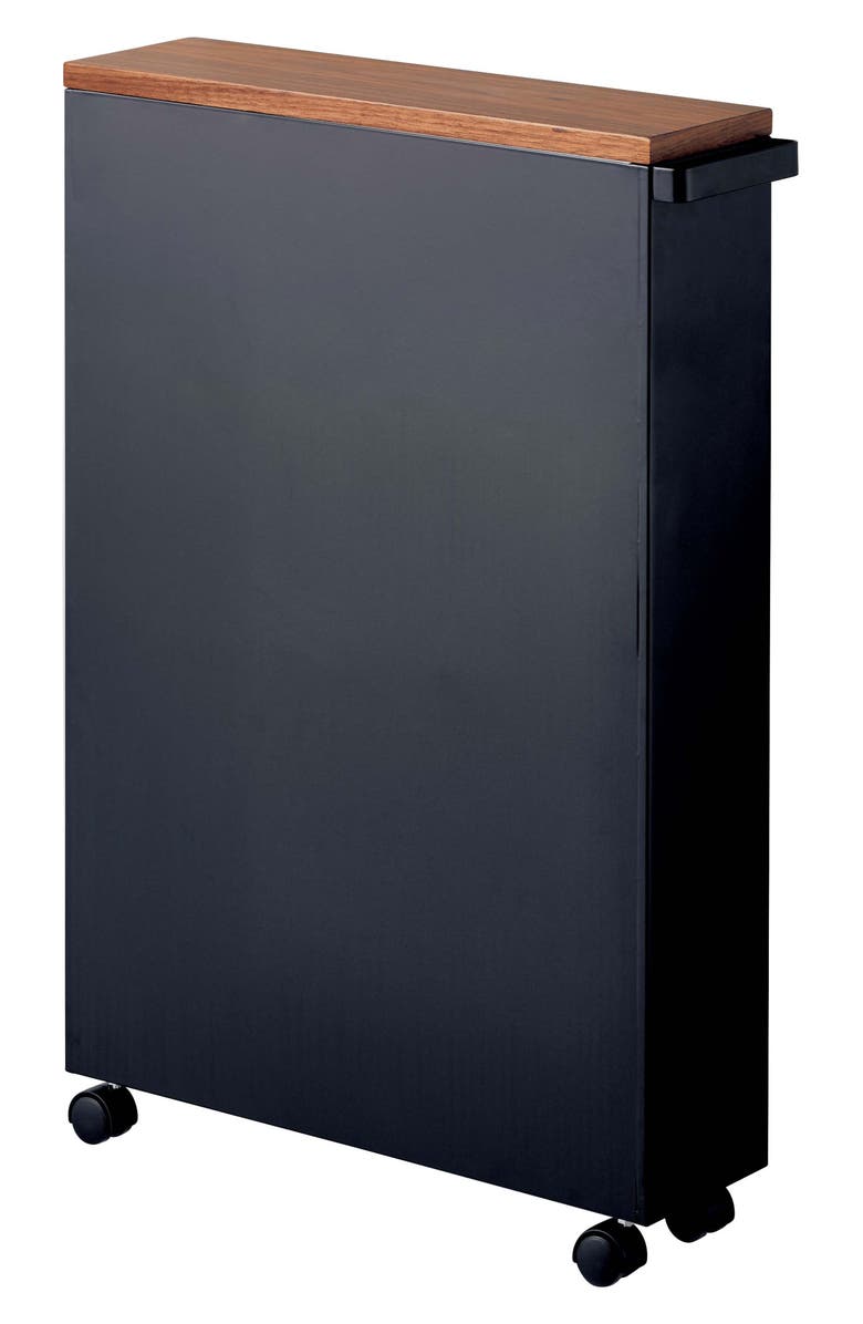 Yamazaki Tower Slim Rolling Bathroom Cabinet, Alternate, color, Black