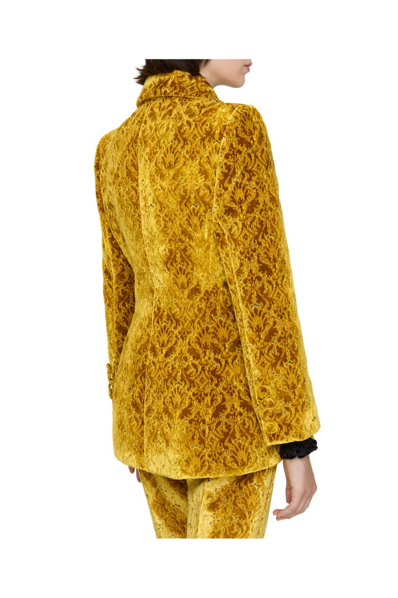 Baroque Velvet Blazer, Alternate, color, Pear yellow
