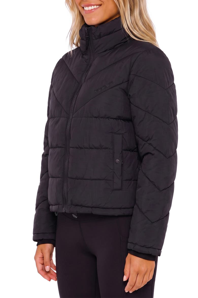 Mia Water Resistant Puffer Jacket, Alternate, color, BLK