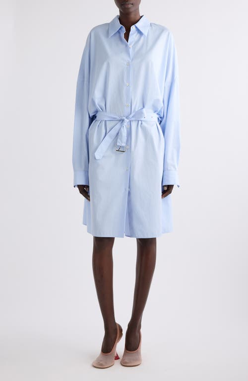 Dries Van Noten Dindi Belted Long-sleeve Shirtdress In Light Blue