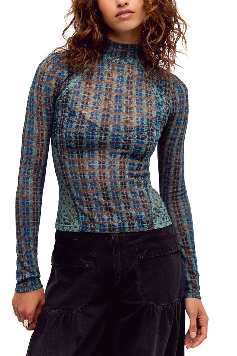 Lyric Floral Lace Top, Main, color, NAVY COMBO
