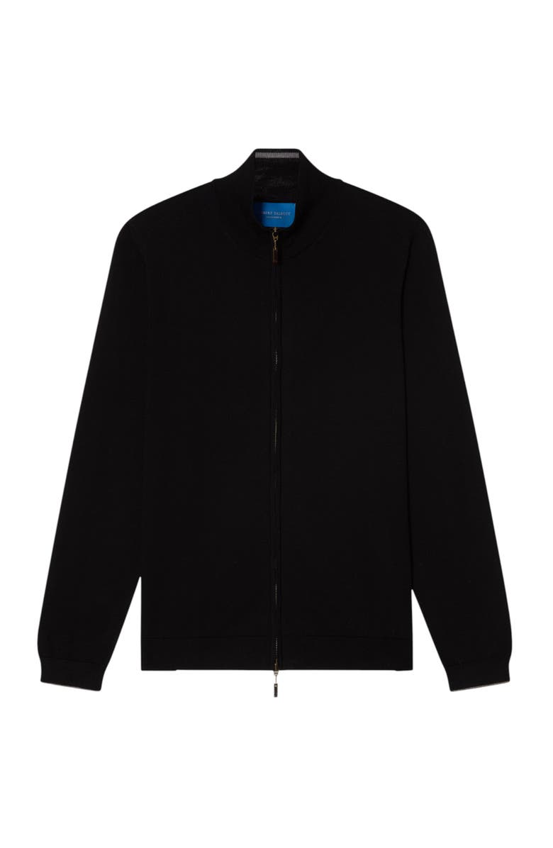 Robert Talbott Dalton Full Washable Merino Zip Sweater, Alternate, color, Black W/Gray Tipping