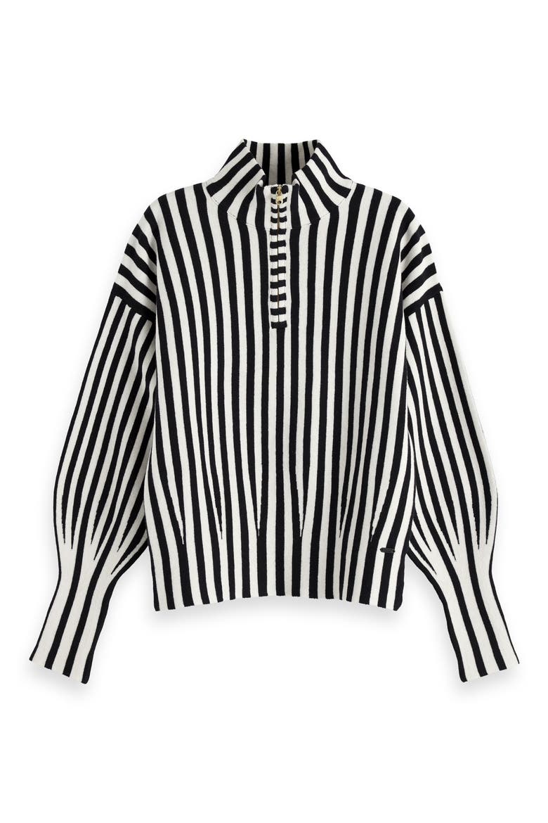 Stripe Quarter Zip Cotton & Cashmere Sweater, Alternate, color, COMBO B