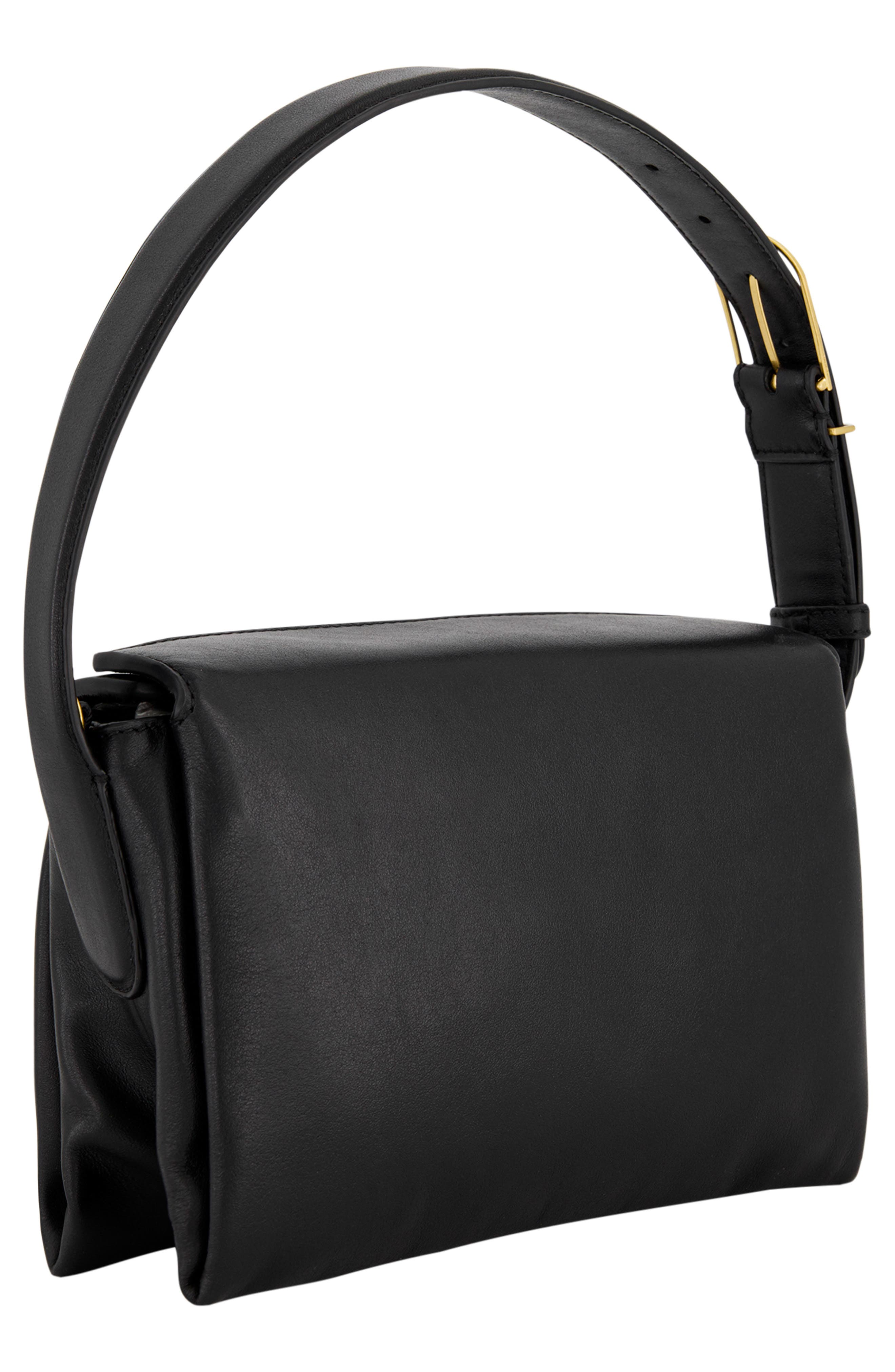 Vince Sidney Boxy Nappa Leather Shoulder Bag, Alternate, color, Black