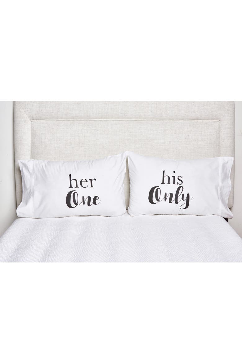Her One His Only Pillowcase Set, Alternate, color, White