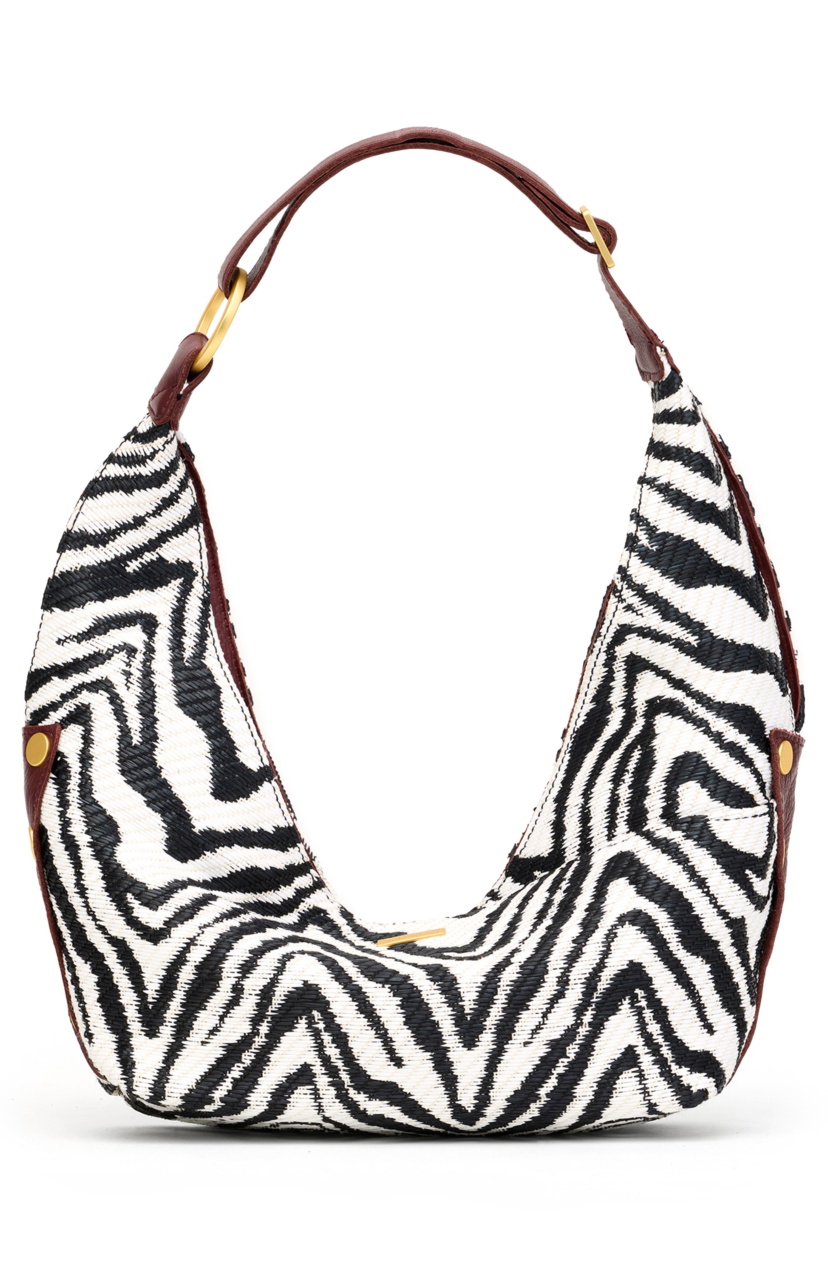 HAMMITT Tom Zip Medium Hobo Bag, Alternate, color, Zebra/ Brushed Gold