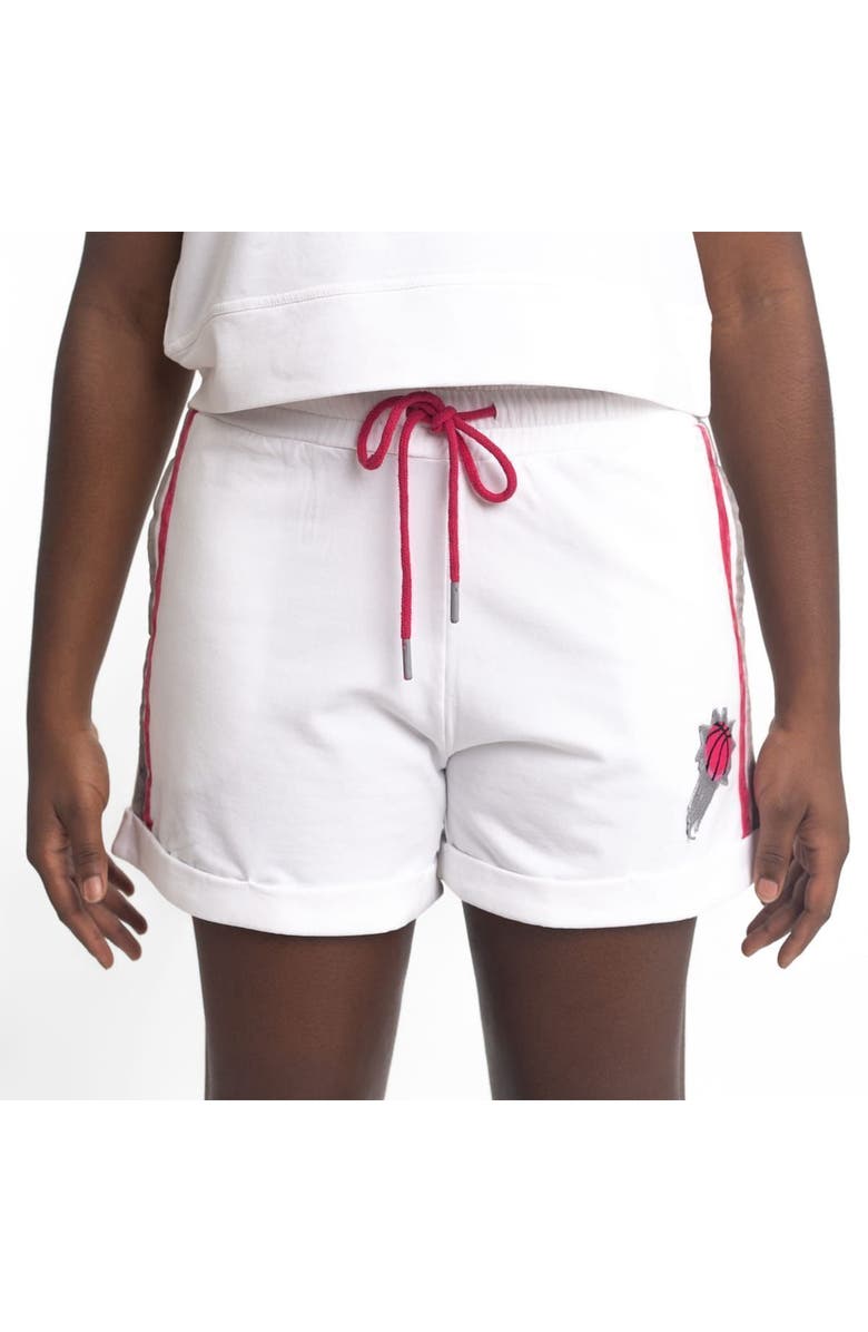 LUSSO Women's Lusso White/Pink Phoenix Suns Melody Cuffed Tri-Blend Shorts, Alternate, color, White