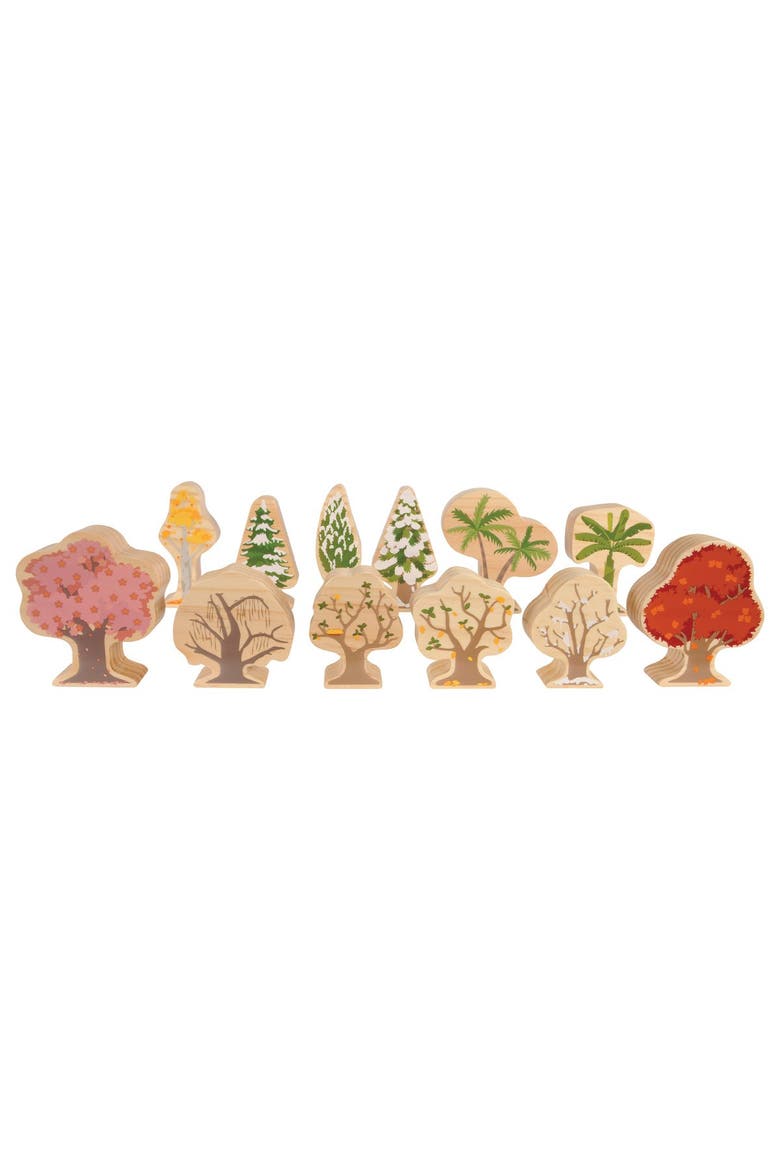 Four Seasons Wood Trees - Double-Sided, Alternate, color, Brown