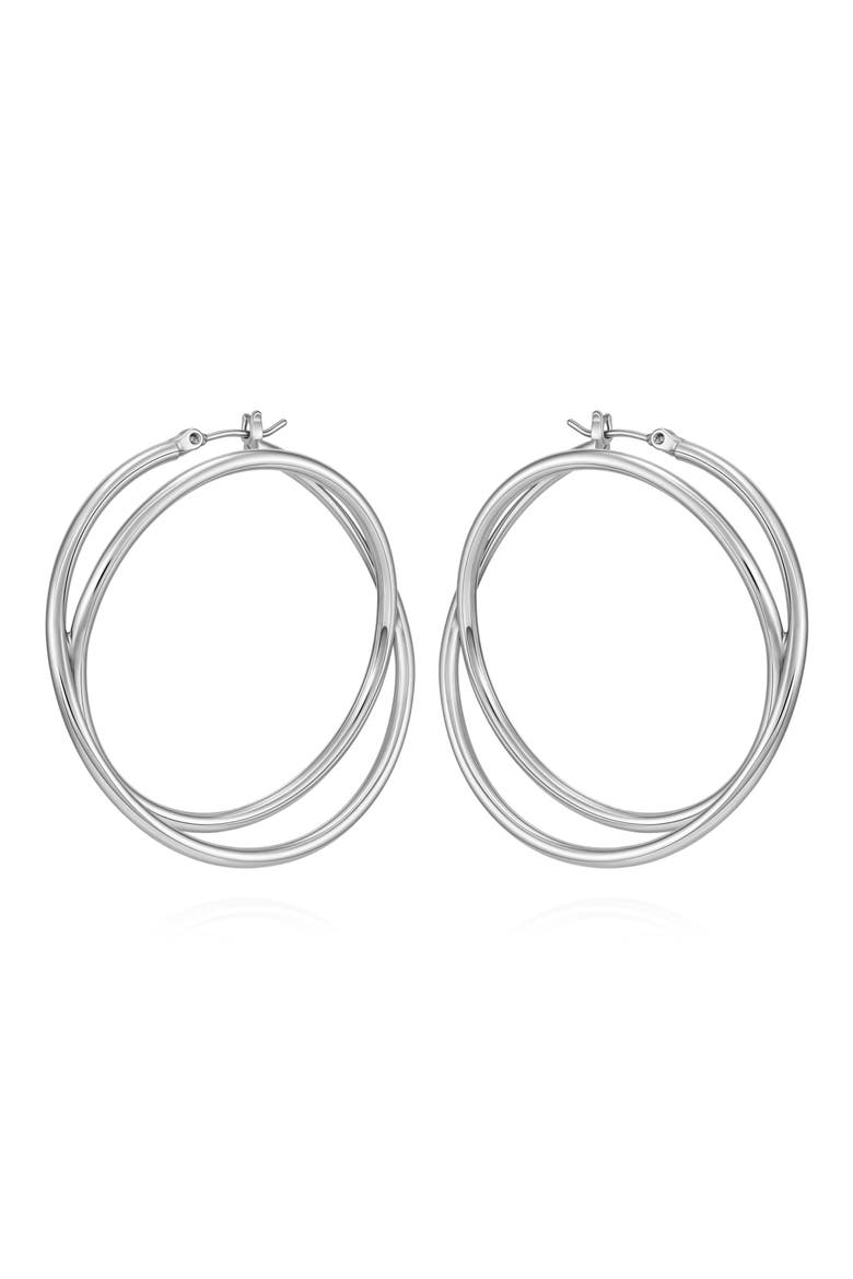 Double Hoop Earrings, Alternate, color, SILVER