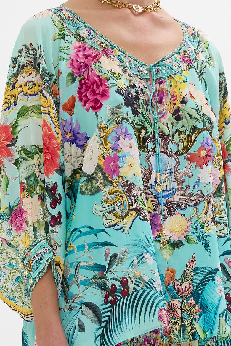 Raglan Sleeve Blouse With Cuff Gardens Of Queluz, Alternate, color, Gardens Of Queluz