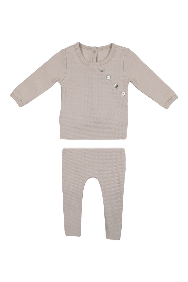 Kids' Waffle Knit Cotton Blend Fitted Two-Piece Pajamas, Main, color, STEEL GREY