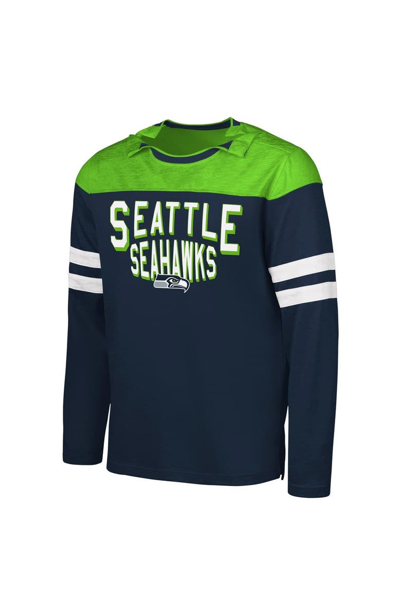 G-III SPORTS BY CARL BANKS Men's G-III Sports by Carl Banks College Navy/Neon Green Seattle Seahawks Adaptive Hail Mary Long Sleeve T-Shirt, Alternate, color, College Navy
