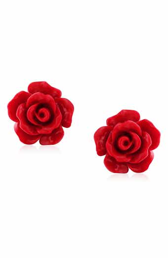 BLING JEWELRY 3D Floral Delicate Stud Earrings