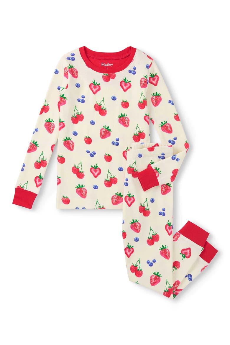 Kids' Summer Berries Fitted Two-Piece Pajamas, Main, color, CAMI LACE