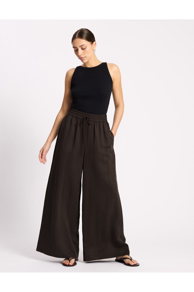 Relaxed Tencel Wide-Leg Trousers, Alternate, color, Chocolate