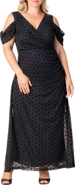 Kiyonna Seraphina Cold Shoulder Mesh Gown