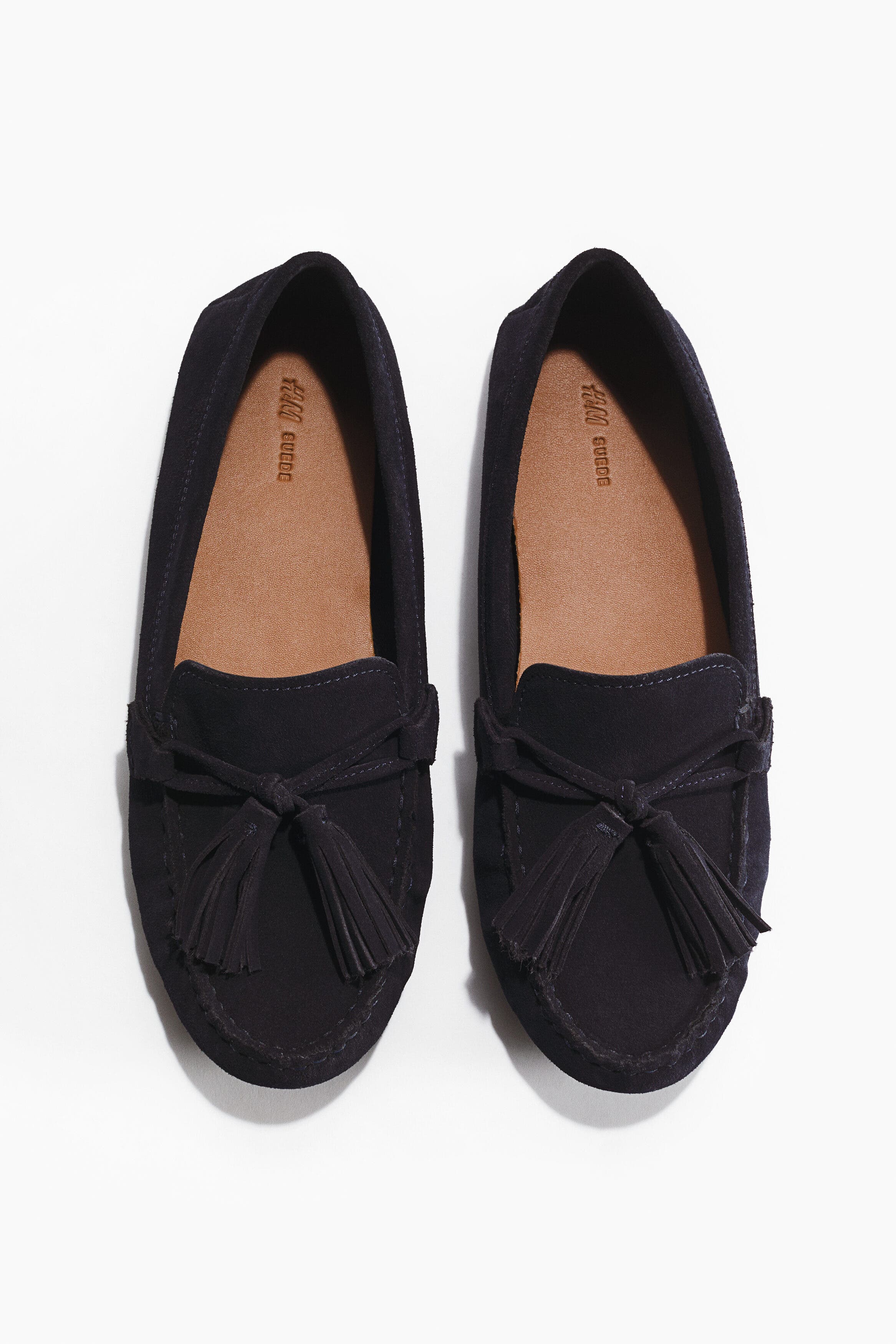 H&M Split Suede Loafers, Alternate, color, Navy Blue
