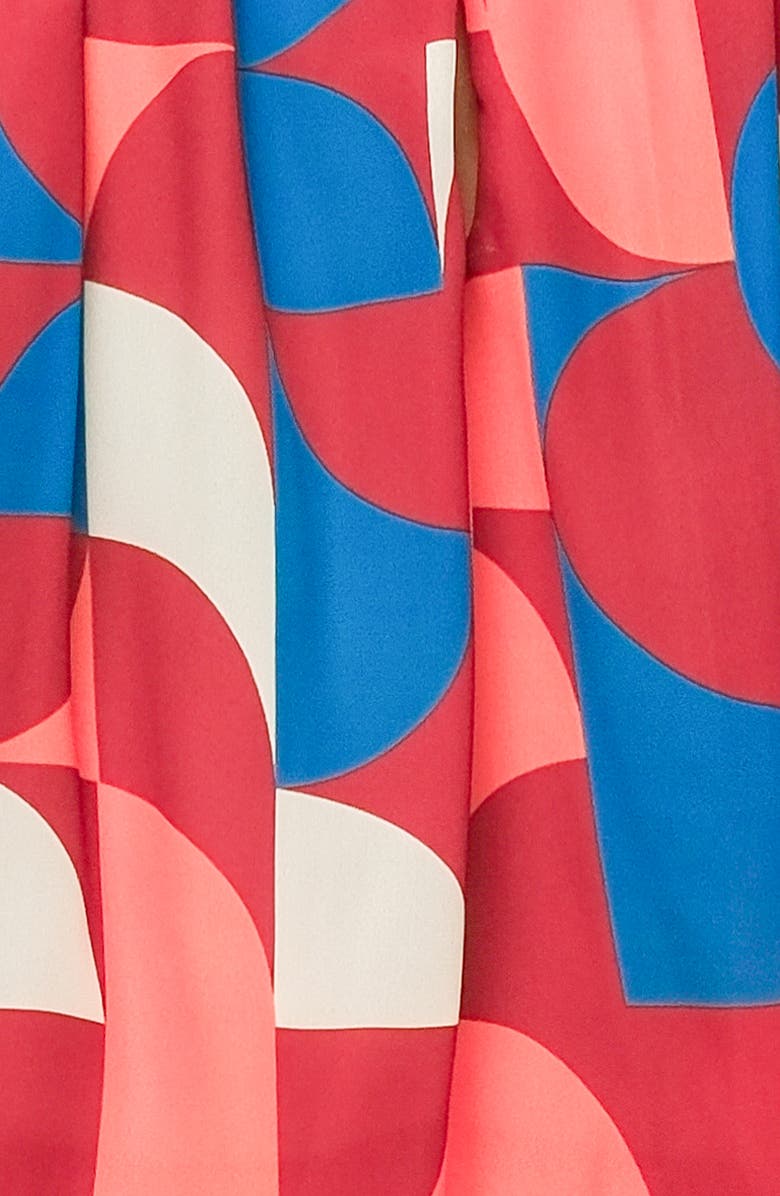 FLYING TOMATO Geometric Print Short Sleeve Blouson Top, Alternate, color, Burgundy