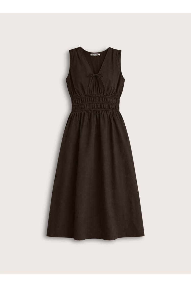 Kyrah Cotton Waisted Midi Dress, Alternate, color, Dark Chocolate