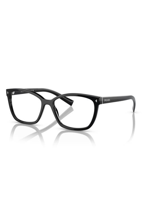Prada 53mm Rectangular Optical Glasses In Black