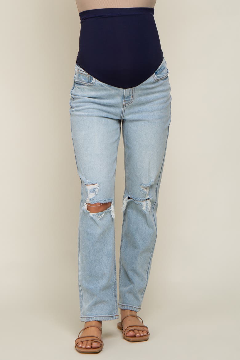 Distressed Knee Maternity Jeans, Alternate, color, Light Blue