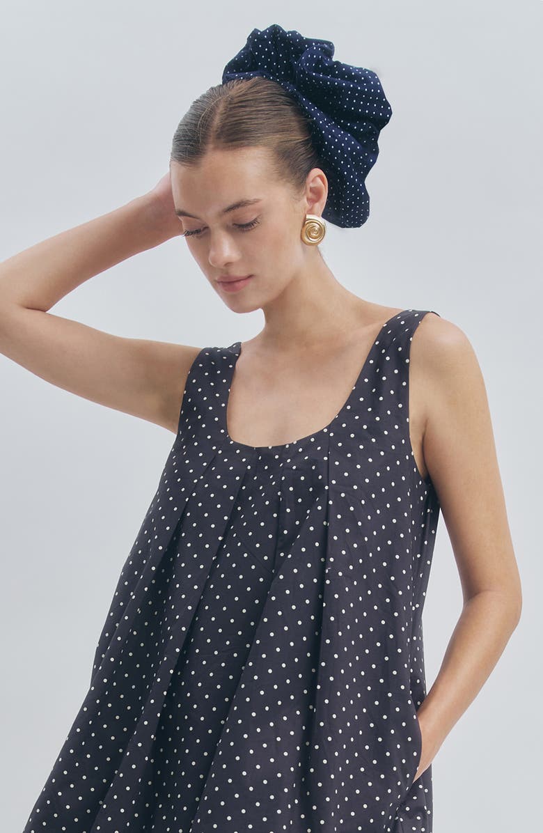 MAUDE CLUB Oversize Scrunchie, Alternate, color, Navy White Dots