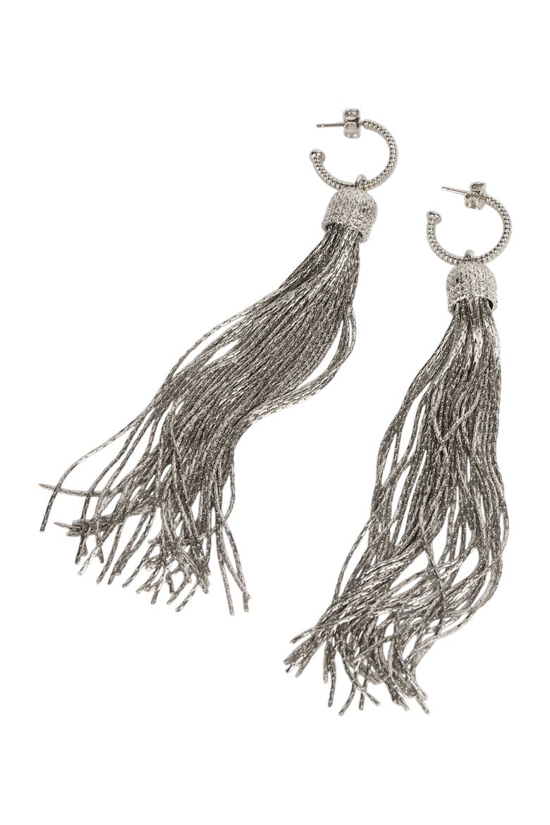 Brass Tassel Earrings, Alternate, color, Silver
