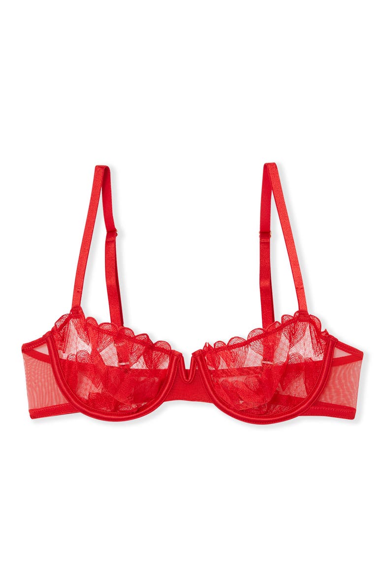 Desir No. 9 Heart Mesh Balconette Bra, Alternate, color, RED
