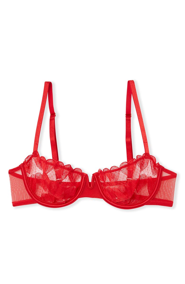 Etam Desir No. 9 Heart Mesh Balconette Bra, Alternate, color, Red