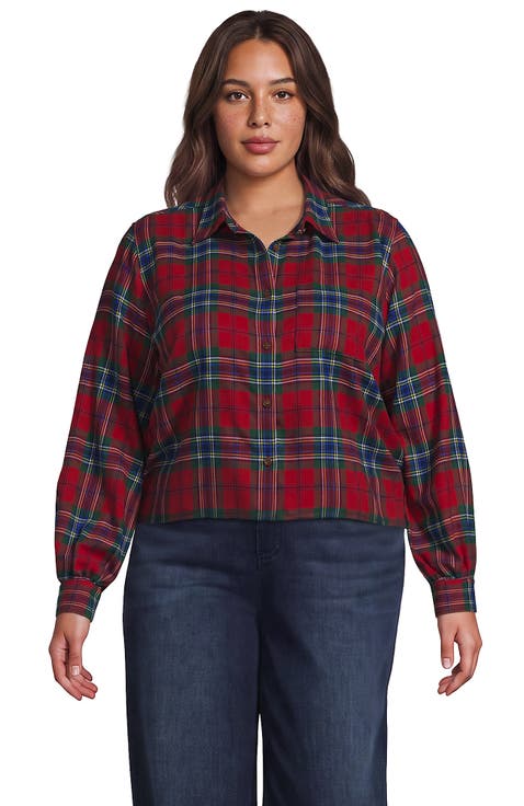 Plus Size Cropped Flannel Shirt