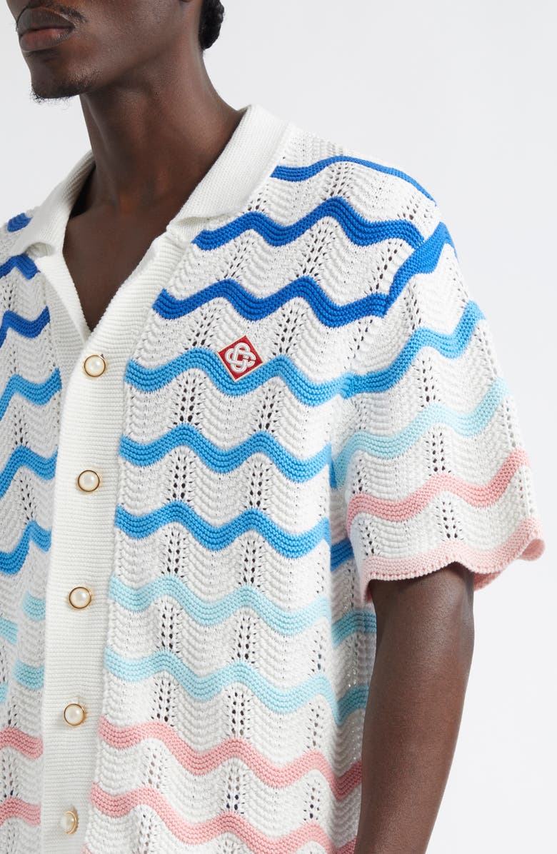 Casablanca Gradient Wave Crochet Camp Shirt, Alternate, color, Multi